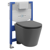 MEXEN/S - WC predstenová inštalačná sada Fenix XS-F s misou WC Rico + sedátko softclose, tmavo š