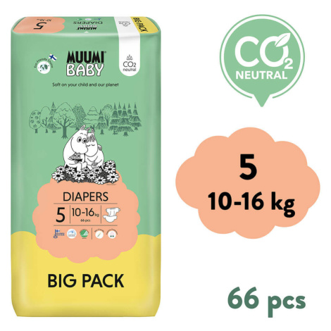 Muumi Baby 5 Maxi+ 10-16 kg (66 ks), eko plienky