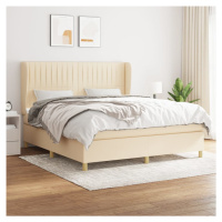 vidaXL Posteľný rám boxspring s matracom krémový 180x200 cm látka