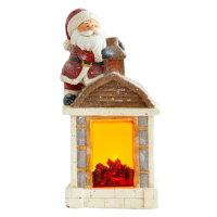 Dekorácia MagicHome Vianoce, Santa s kozubom, 9 LED, 3xAA, keramika, 27,50x19x51 cm