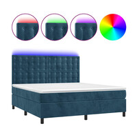 vidaXL Posteľný rám boxsping matrac a LED tmavomodrý 160x200 cm zamat