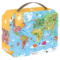 Janod Puzzle Mapa sveta v kufríku 300 ks