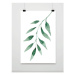 Jemný biely plagát na stenu s motívom zeleného listu