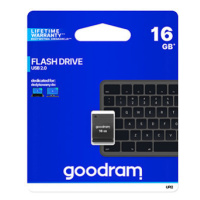 Goodram USB flash disk, USB 2.0, 16GB, UPI2, čierny, UPI2-0160K0R11, USB A, s krytkou