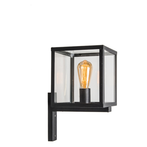 Priemyselná štvorcová vonkajšia nástenná lampa čierna IP23 - Rotterdam QAZQA