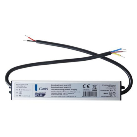 Zdroj spínaný pre LED 12V/ 20W  Geti LPV-20