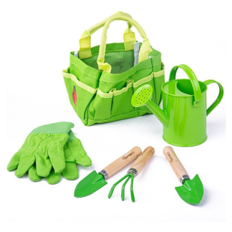 Bigjigs Toys Záhradný set náradia v plátené taške zelený