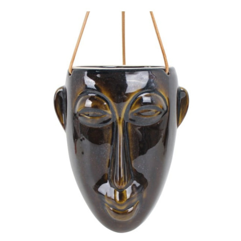 Tmavohnedý závesný kvetináč PT LIVING Mask, výška 22,3 cm