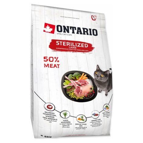 Krmivo Ontario Cat Sterilised Lamb 2kg
