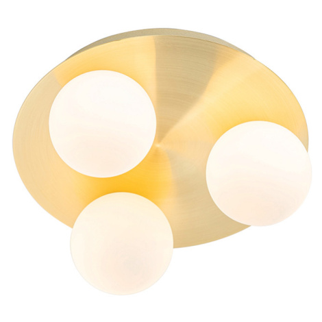 Moderné kúpeľňové stropné svietidlo mosadzné 3 svetlá - Cederic QAZQA