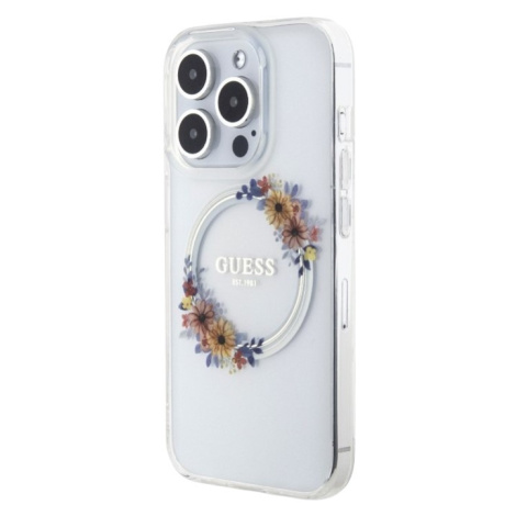 Guess PC/TPU Flowers Ring Glossy Logo MagSafe Apple iPhone 15 Pro GUHMP15LHFWFCT Transparent