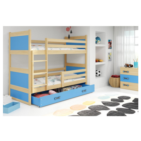 Detská poschodová posteľ RICO 160x80 cm Modrá Borovica BMS