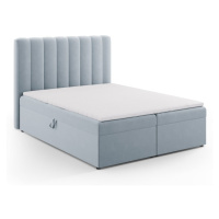 Svetlomodrá boxspring posteľ s úložným priestorom 160x200 cm Gina – Milo Casa