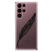 Odolné silikónové puzdro iSaprio - Writing By Feather - black - Samsung Galaxy S22 Ultra 5G