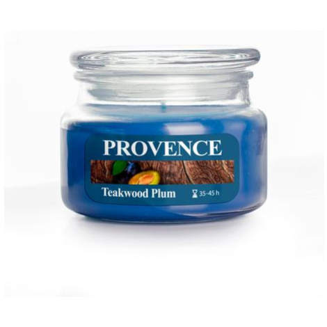Provence Vonná sviečka v skle PROVENCE 45 hodín teakové drevo a slivka