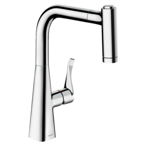 Drezová batéria Hansgrohe Metris M71 s vytahovací sprškou chrom 14834000