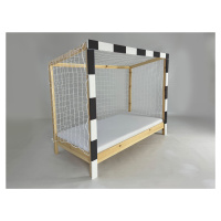 MJ Detská posteľ futbalová brána 90x200 -biela/čierna