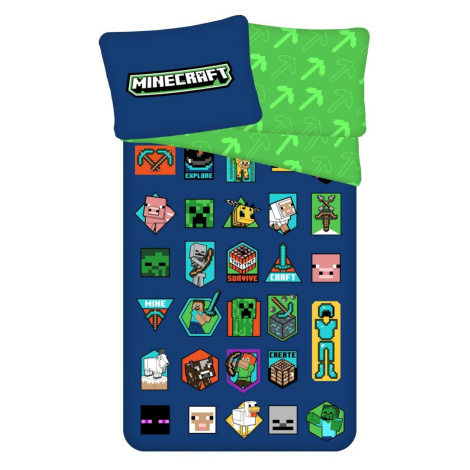 Jerry Fabrics Bavlnené obliečky Minecraft Badges, 140 x 200 cm, 70 x 90 cm