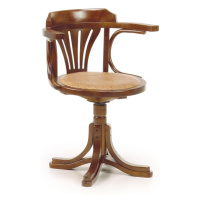 Estila Luxusná otočná ratanová stolička RATTAN s podrúčkami z masívneho hnedého dreva