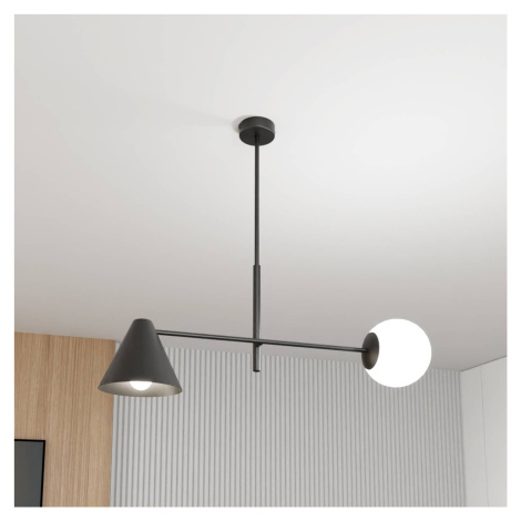 Stropné svietidlo Hermes, 2 svetlá, čierne, sklo, 70 cm, E14 EMIBIG LIGHTING