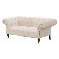 Dekoria Pohovka Chesterfield Glamour Velvet Cream pre 2 osoby, 187 x 94 x 75 cm