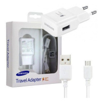 Sieťový nabíjací adaptér, 5 V / 2000 mA, zásuvka USB, Samsung, biely, továrenský