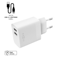 FIXED nabíjačka s USB-A/Lightning káblom, 1 m, MFi, 17W, biela