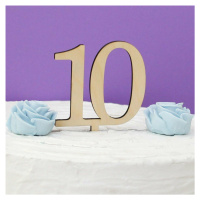 Drevené číslo - zápich na tortu 10