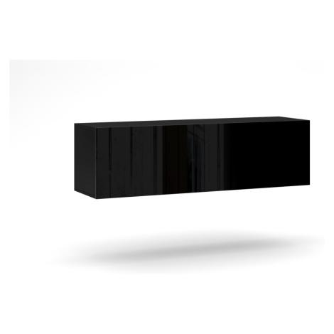 Závěsný TV stolek Vivo 140 cm černý mat/černý lesk VIVALDI