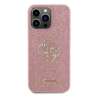Plastové puzdro Guess na Apple iPhone 15 Pro GUHCP15LHG4SGP Fixed Glitter 4G Metal Logo ružové