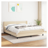 vidaXL Posteľný rám boxspring s matracom krémový 160x200 cm látka