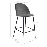 Norddan Dizajnová barová stolička Kristopher, sivá / čierna