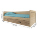 KONDELA Diaz 2S/90 jednolôžková posteľ s roštom dub madura / wellington