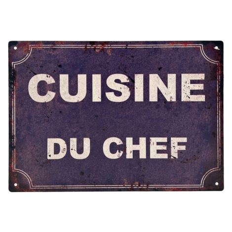 Kovová/sklenená ceduľa 30x21 cm Cuisine Du Chef – Antic Line