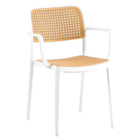 Stohovateľná stolička, biela/béžová, RAVID TYP 2 Tempo Kondela