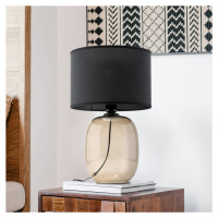 Stolová lampa Melody, výška 48 cm, hnedé sklo, čierny textil