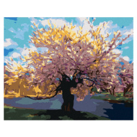 Diamantové maľovanie - SAKURA PRI POTOKU Rámovanie: vypnuté plátno na rám, Rozmer: 40x50 cm