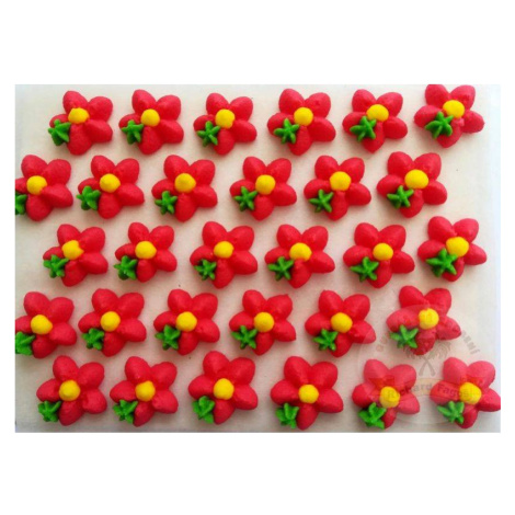 Cukrové kvety červené so žltým stredom 30ks - Fagos - Fagos