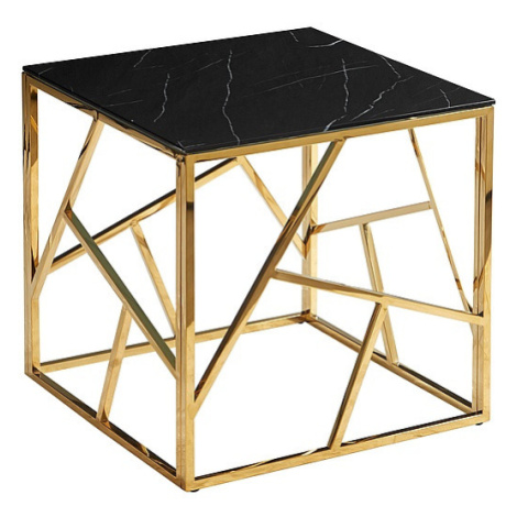 Expedo Konferenčný stolík KAPPA B II, 55x55x55, čierny mramor/zlatá