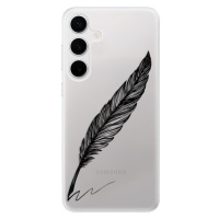 Odolné silikónové puzdro iSaprio - Writing By Feather - black - Samsung Galaxy S24+