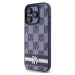 DKNY PU Leather Checkered Pattern and Stripe Zadný Kryt pre iPhone 15 Pro Max Blue