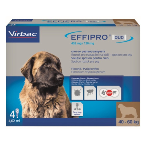 EFFIPRO DUO 402/120 mg spot-on pre psov XL (40-60 kg) 4,02 ml 4 pipety