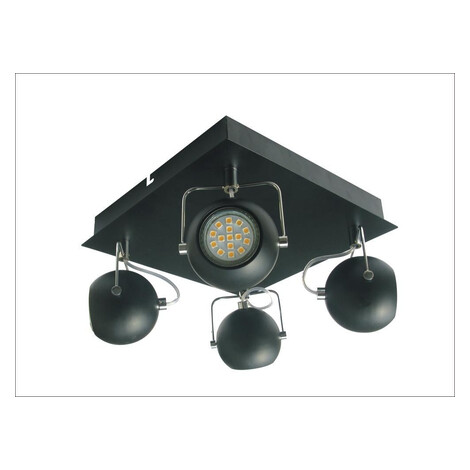 Stropné bodové LED osvetlenie TONY - 4xGU10, 3W, matné čierne