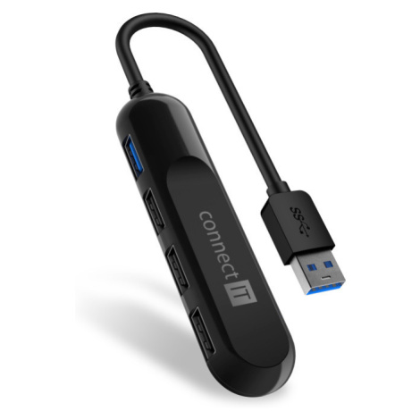 CONNECT IT USB-A húb USB 3.0, externý, ČIERNY