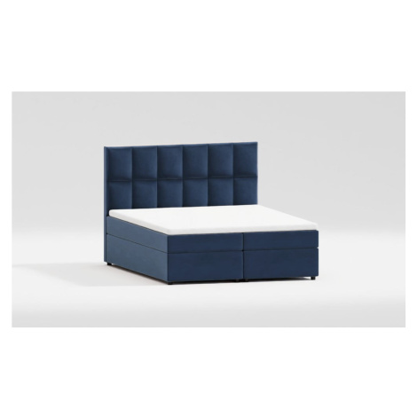 Tmavomodrá boxspring posteľ s úložným priestorom 200x200 cm Flip – Ropez