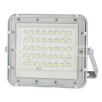 6W LED solárny svetlomet 6400K vymeniteľná batéria 3m drôt biely 400lm VT-40W (V-TAC)