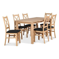 Jedálenský set Kasper-6x stolička,stôl rozklad,dub sonoma,čierna