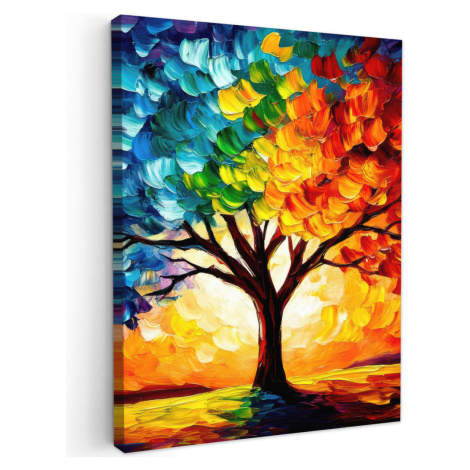 MuchoWow OBRAZ NA PLÁTNE Strom - umenie - príroda - západ slnka 30x40 cm