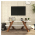 Biely/prírodný TV stolík v dekore orecha 120x33 cm Basic - Kalune Design
