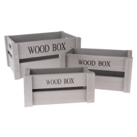 Sada drevených debničiek Wood Box, 3 ks, sivá